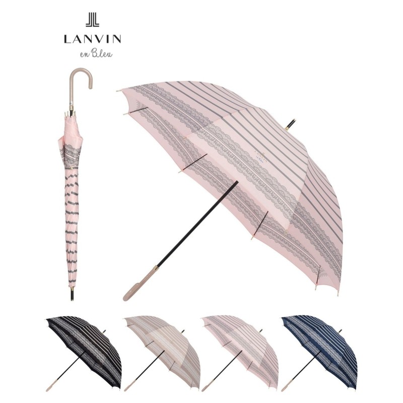 訳あり 新品 LANVAN en Blue 耐風傘 雨傘 長傘 ベージュ - 小物