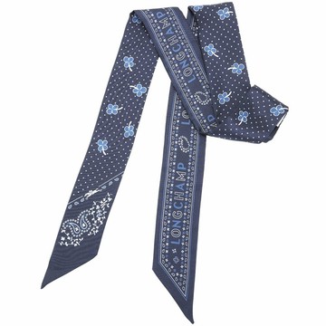 Longchamp French Bandana 幸運草印花 波西米亞風 束髮帶/頭巾(海軍藍)