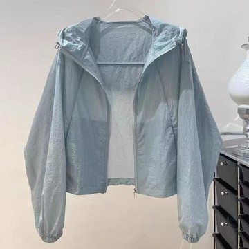 2025夏季新款連帽輕薄防曬衣女寬松顯瘦時尚洋氣防曬服開衫短外套