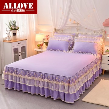 網紅少女單件床罩蕾絲花邊公主風雙人床裙四件套1.5m1.8m