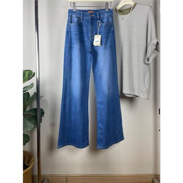 太顯瘦了MO24春夏垂感簡約藍色寬松直筒闊腿全長牛仔褲女喇叭