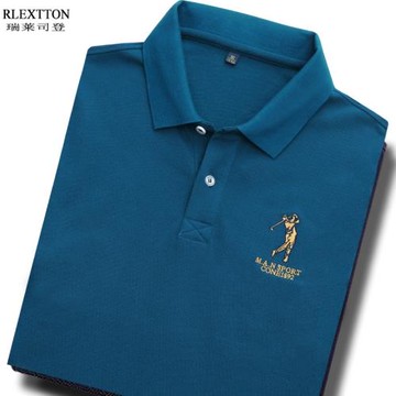 夏季男士短袖T恤翻領男裝半袖POLO衫高爾夫休閑珠地棉網眼上衣服