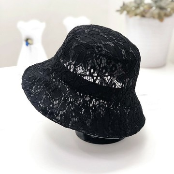 韓版蕾絲漁夫帽女士夏天防曬遮陽帽時尚網紗鏤空透氣百搭網紅盆帽