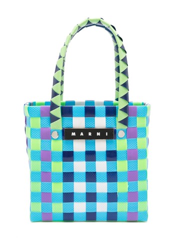 Marni Kids - mini Market Criss-Cross woven basket bag - kids - Polypropylene/Calf Leather - One Size - Blue