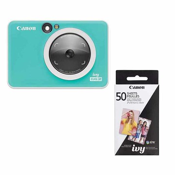 Canon IVY CLIQ 2相片印表機 50張相片貼紙 Instant Camera Printer 深灰/綠/粉 [2美國直購]