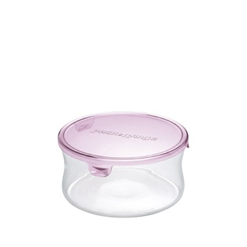 iwaki 日本耐熱玻璃圓形微波保鮮盒380ml-粉