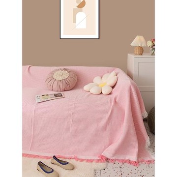 蔓越家 ins粉色少女心沙發巾沙發套罩萬能全包全蓋沙發蓋布沙發毯