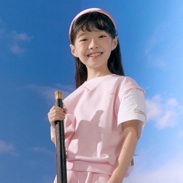 童裝 圖案 涼感 假兩件上衣 - 粉紅色