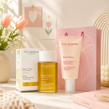 ⚡快速出貨｜代印卡片｜【CLARINS 克蘭詩】好孕綿綿貼心禮-(護理油+撫紋霜+禮袋)-平輸版