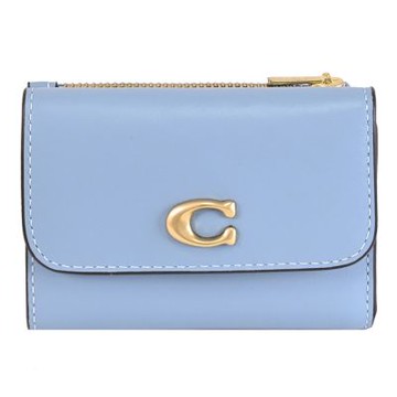 COACH C字LOGO三折式短夾(淺藍-可拆式零錢包)