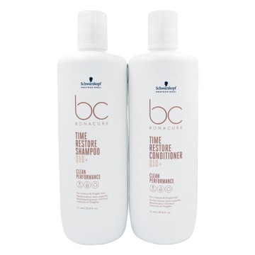 Schwarzkopf施華蔻 欣臨公司貨 年終回饋買1送1【買bc凝時再生Q10+髮霜1000ML 送 髮露1000ML】老化修護 逆齡組合 ( 附壓頭 )