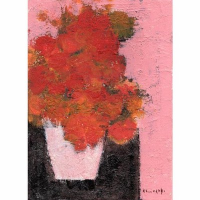 油絵　よっこ確認　ピンクとオレンジ色の花を差した花瓶 油絵 よっこ様専用確認 ピンクとオレンジ色の花を差した花瓶