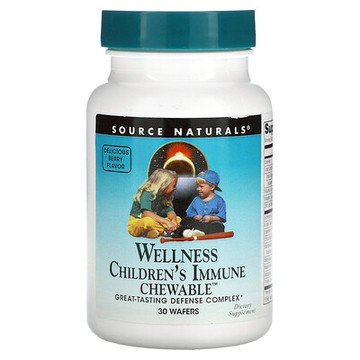 Source Naturals, Wellness Children 機體抵抗咀嚼片™，美味漿果味，30 片