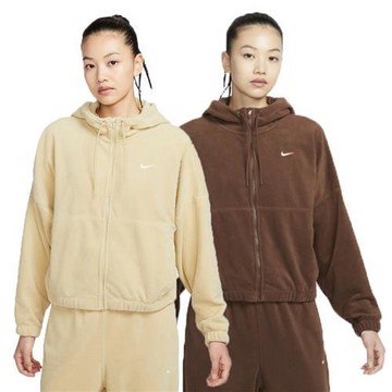 【下殺】Nike 連帽外套 女裝 搖粒絨 寬鬆 米/棕【運動世界】HQ4878-783/HQ4878-259