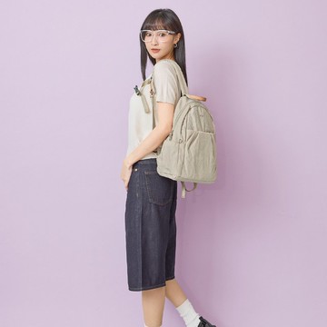 (淺杏色)輕盈紙感甜美系休閒旅行後背包(小款)33570