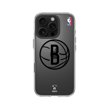 iPhone 16 Pro Clear Case（相機按鈕） 透明 - NBA - B&W-布魯克林籃網 Brooklyn Nets B&W - Light