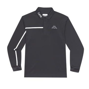 KAPPA義大利 型男吸濕排汗速乾 POLO 長袖衫 黑341C2DW005