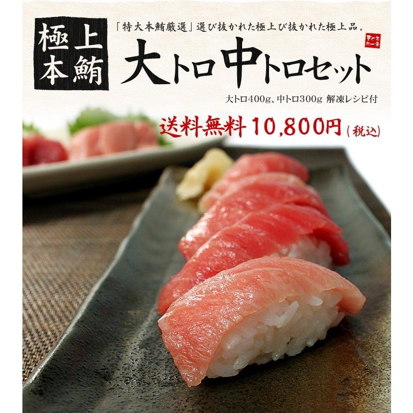 本マグロ大トロ中トロセット700g 送料無料 解凍レシピ付 刺身 食べ物《pbt-bf6》〈bf1〉yd9[[大中セット-2p]