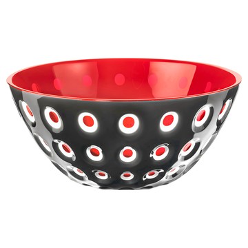 GUZZINI LM波卡點點沙拉碗 25公分  黑色 + 紅色  1個