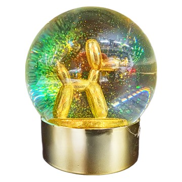 Balloon Dog Globe 閃光七彩氣球狗造型水晶球  高11cm  閃金色