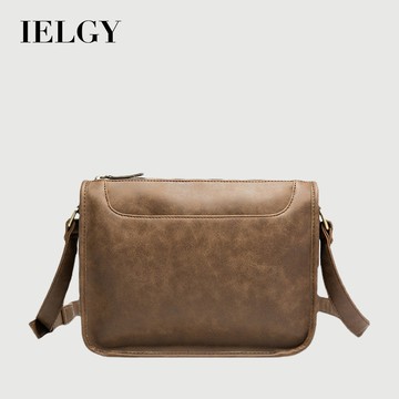 IELGY 復古郵差包男 PU皮單休閒時尚新款 斜跨包