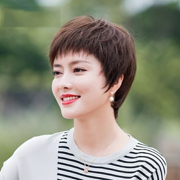 現貨+預購 女短假髮真髮透氣假髮片輕量假髮免打理隱形增髮整頂假髮-自然仿真微彎修臉女配件2色74dj35【獨家進口】【米蘭精品】