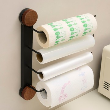 廚房保鮮膜架吸盤免打孔櫥柜卷紙置物架廚房家用懶人抹布收納掛架