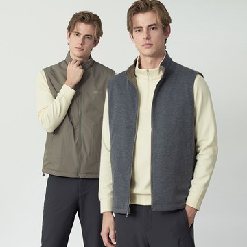 Pierre Cardin 男款 直條雙面穿立領背心-橄綠色 (5255301-43)