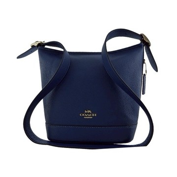 [平輸版] 【COACH】 深藍色荔枝紋全皮斜背水桶包 真品平輸