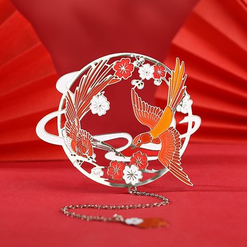 故宮高檔金屬文藝鏤空書簽云雀實用禮物女禮盒 古典中國風文創產品學生用流蘇創意小清新古風小禮品