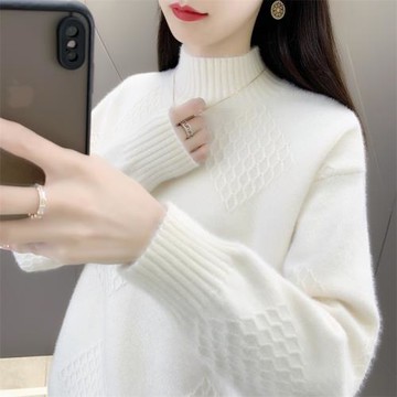 長袖女裝半高領毛衣女春秋2025年新款女士冬季加厚打底衫內搭上衣