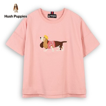 Hush Puppies T恤 女裝素色法式休閒狗寬版T恤