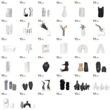 簡約現代歐式樹脂花器樣板間售樓處別墅客廳軟裝工藝擺件家居裝飾