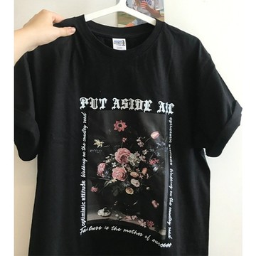[韓國K.W.]現貨心思細膩天絲棉花版好氣色上衣(休閒/T恤/印花/小香風/中大尺碼)