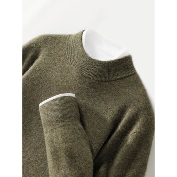 (免運)秋冬新款半高領100%純山羊絨衫男內搭休閑長袖羊毛針織衫套頭毛衣