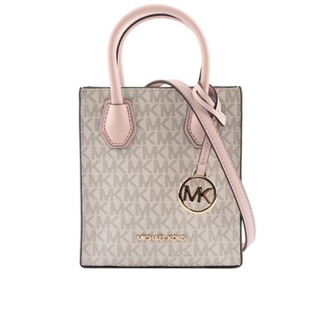 Michael Kors Mercer 塗層帆布手提斜背二用迷你琴譜包(粉色)