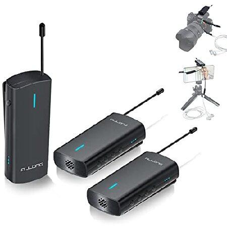 Alilong Wireless Lavalier Microphone System, Lapel Microphone for iPhone, Android, Camera, Body Mic with Monitoring for YouTube, TIK-Tok, Interview, V