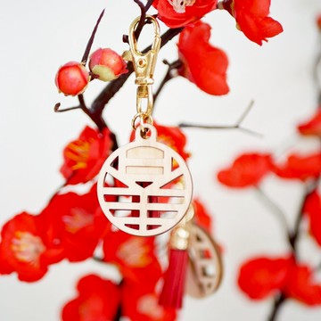 【小盒子】春到鑰匙圈 /春節禮品/年節禮物/過年/日本檜木/流蘇