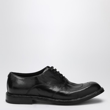 Washed black calfskin lace-up shoe