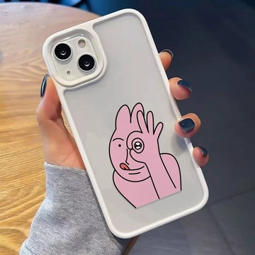 搞怪粉紅兔子 iPhone16Pro手機殼 亞克力手機殼 蘋果15Pro防摔殼 i14保護殼 i13硬殼 i12保護殼