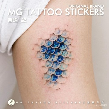 🌸臺灣48H出🌸MG tattoo 海的女兒 精緻人魚美學藍色鑽石鱗片唯美浪漫海洋紋身🔥換季優惠🔥 ACU4