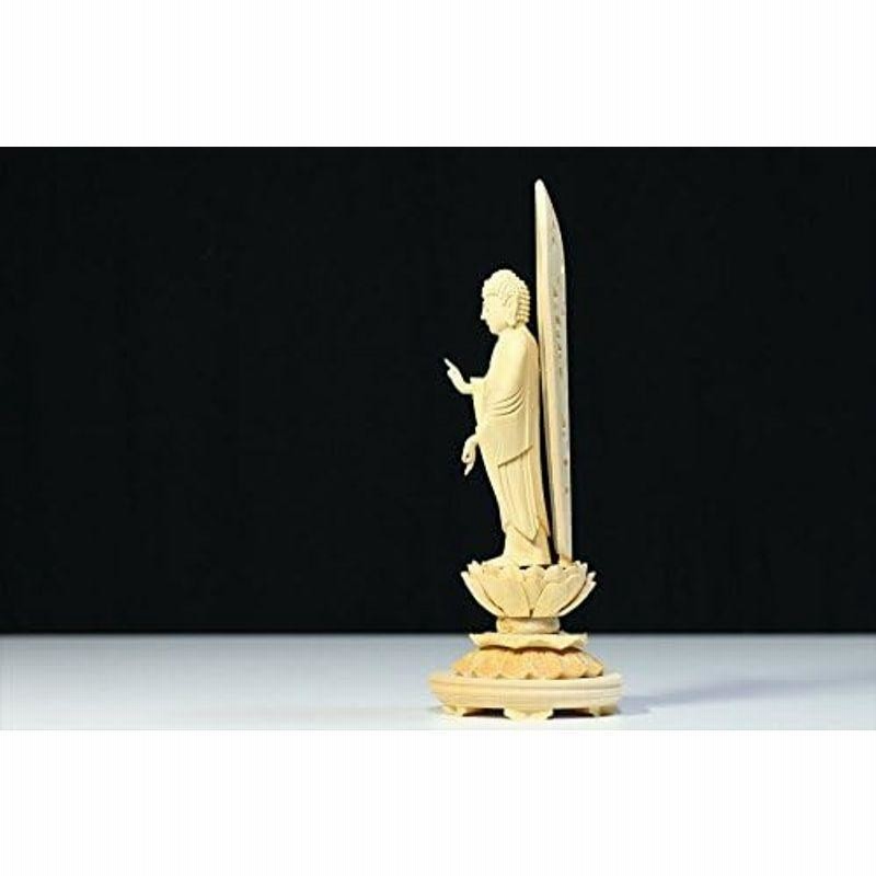 入荷中 総柘植□ 仏像 5.0寸□ 6寸 仏像□ 浄土宗本尊 阿弥陀如来立像