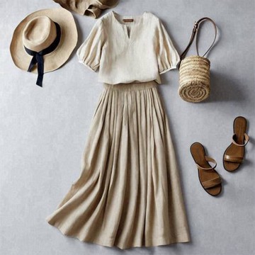 現貨 2025夏季新款套裝日系V領上衣+高腰半身裙兩件套套裝