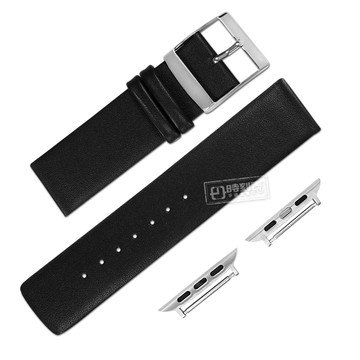 Apple Watch / 38.40.42.44mm / 蘋果手錶替用錶帶 蘋果錶帶 同寬 真皮錶帶 黑色＃601-CK-01