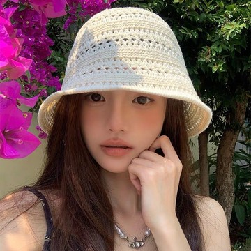 台灣出貨 【日系針織帽】鏤空漁夫帽女春夏季透氣遮陽防曬帽子盆帽純色新款 遮陽帽 防曬漁夫帽 顯臉漁夫帽女 防曬帽子
