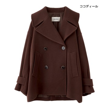 【ココディール】棕色大翻領短版大衣 O4W19381