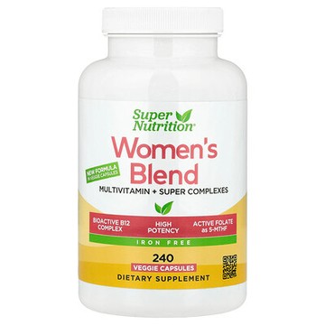 Super Nutrition, 女性多維生素，含 Super 平衡植物、綠色蔬菜、香料和維生素 A，無鐵，240 粒素食膠囊