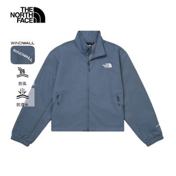 【The North Face 官方旗艦】北面女款藍色DWR防潑水防風外套｜8HQH0U3