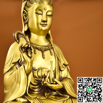 遇銅成器 純黃銅觀世音佛像菩薩像送子求子觀音家用供奉家居擺件