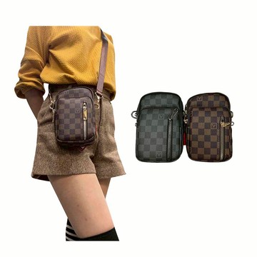 ~雪黛屋~Valenli 斜背包超小容量二層主袋+外袋共四層7.5吋手機VW1069